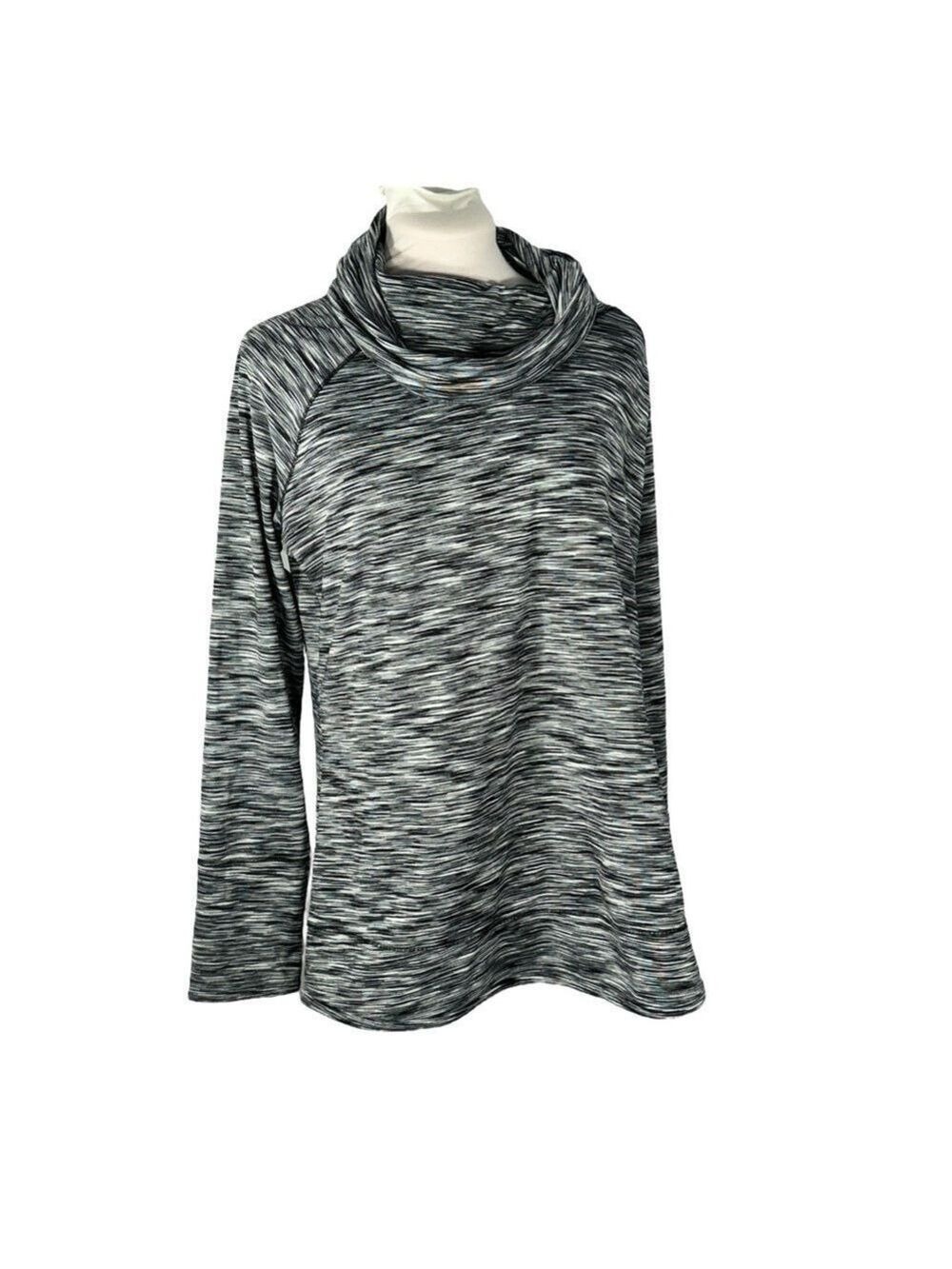 Marc New York size L pullover cowl neck striated black white long sleeve sweater